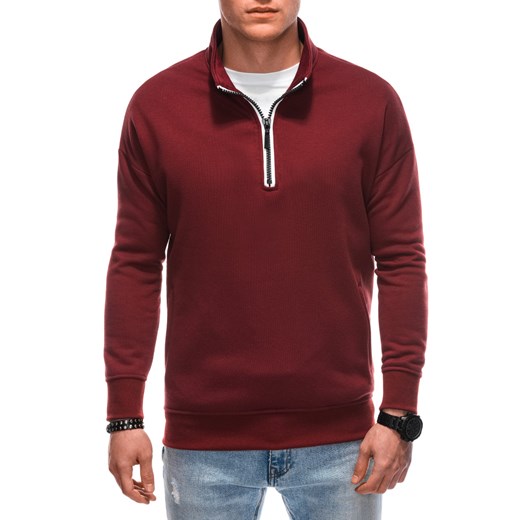 Bluza męska ze stójka rozpinaną na suwak - bordowa V6 B1353 ze sklepu ombre w kategorii Bluzy męskie - zdjęcie 178643229