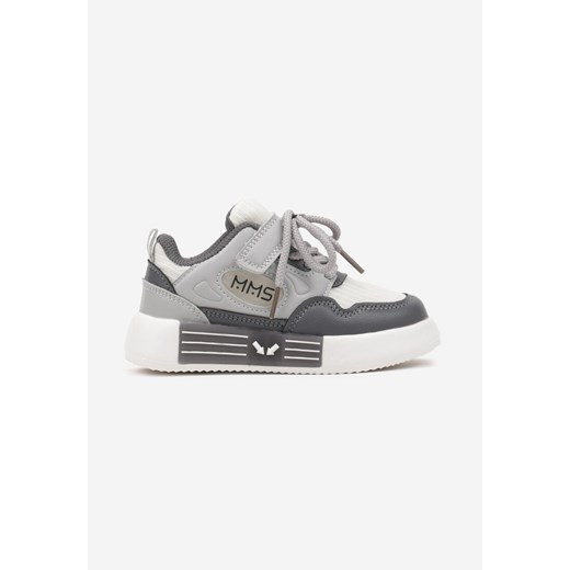Ciemnoszare Buty Sportowe Sneakersy z Wkładką ze Skóry Naturalnej Florvesa ze sklepu born2be.pl w kategorii Buty sportowe dziecięce - zdjęcie 178643915