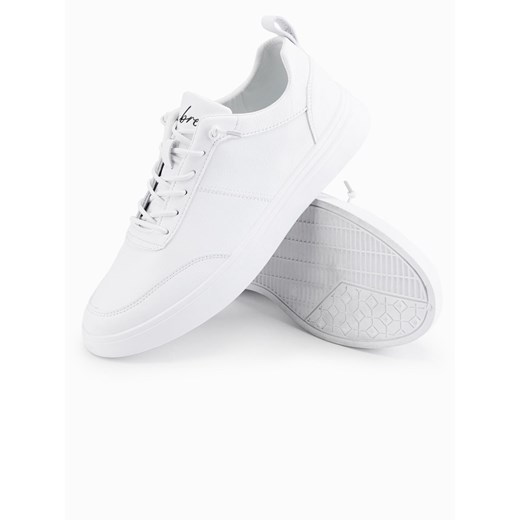 Monochromatyczne męskie buty w stylu sportowym z przeszyciami – białe V1 OM-FOCS-0159 ze sklepu ombre w kategorii Buty sportowe męskie - zdjęcie 178647518