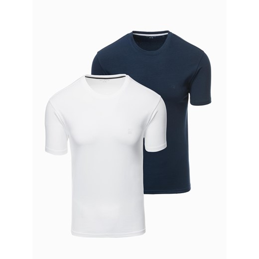 Zestaw męskich t-shirtów z okrągłym dekoltem – biały/granat V1 Z101 ze sklepu ombre w kategorii T-shirty męskie - zdjęcie 178651369