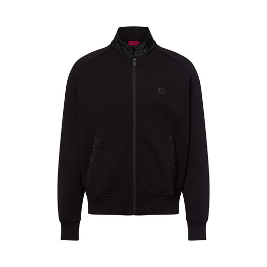 HUGO Bluza męska - Diwano Mężczyźni Bawełna czarny jednolity ze sklepu vangraaf w kategorii Bluzy męskie - zdjęcie 178651415