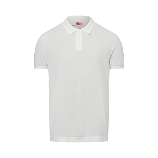 Finshley & Harding London Męska koszulka polo Mężczyźni Bawełna biały jednolity ze sklepu vangraaf w kategorii T-shirty męskie - zdjęcie 178651425