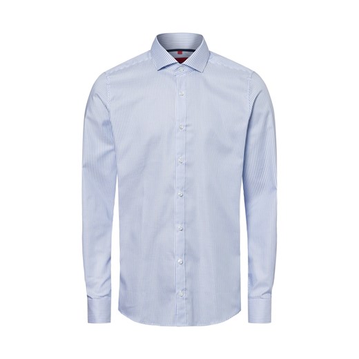 Finshley & Harding Męska koszula biznesowa - Easy Care Mężczyźni Slim Fit Bawełna jasnoniebieski w paski ze sklepu vangraaf w kategorii Koszule męskie - zdjęcie 178651446