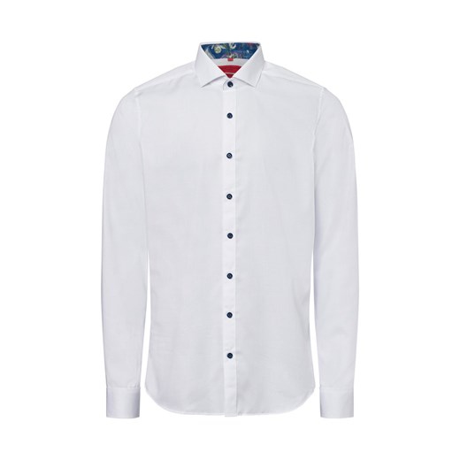 Finshley & Harding Męska koszula biznesowa Mężczyźni Slim Fit Bawełna biały wypukły wzór tkaniny ze sklepu vangraaf w kategorii Koszule męskie - zdjęcie 178651447