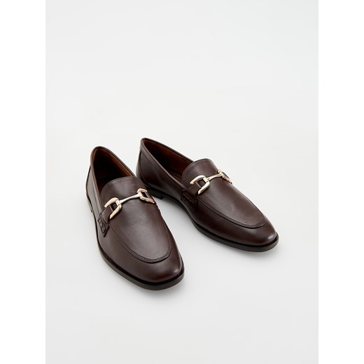 Reserved - Skórzane loafersy - mahoniowy Reserved 37 Reserved