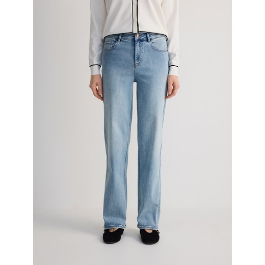 Reserved - Spodnie z dekoracyjną różą - niebieski Reserved 40 Reserved