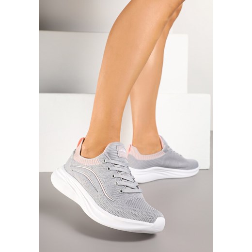 Jasnoszare Buty Sportowe Sneakersy Siateczkowe z Elastyczną Cholewką Alirone ze sklepu renee.pl w kategorii Buty sportowe damskie - zdjęcie 178652327