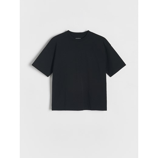 Reserved - Gładki t-shirt basic - czarny ze sklepu Reserved w kategorii T-shirty chłopięce - zdjęcie 178652476