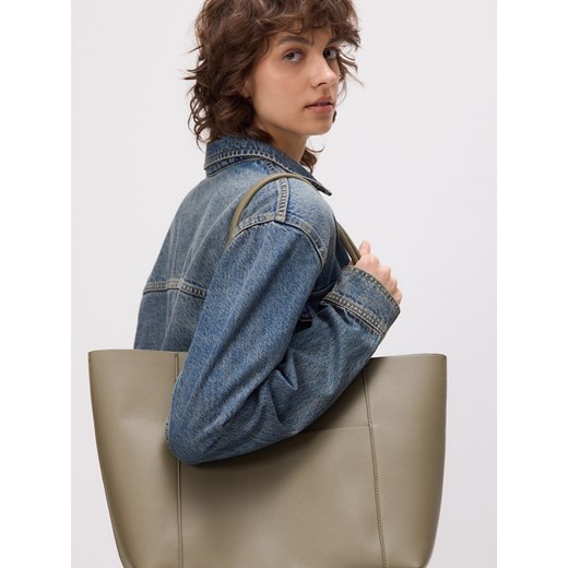 Reserved - Torebka shopper - ciemnozielony ze sklepu Reserved w kategorii Torebki damskie - zdjęcie 178652596