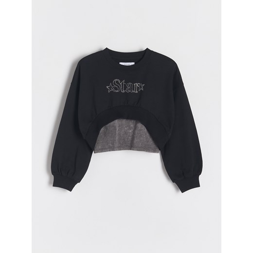 Reserved - Bluza z imitacją t-shirtu - czarny Reserved 164 (13 lat) Reserved