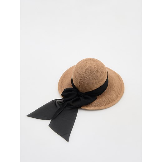 Reserved - Kapelusz z kokardą - kremowy Reserved S Reserved