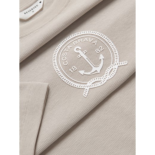 Reserved - T-shirt regular z nadrukiem - beżowy Reserved M Reserved