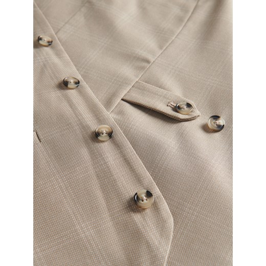 Reserved - Kamizelka garniturowa w kratę - beżowy Reserved 52 Reserved