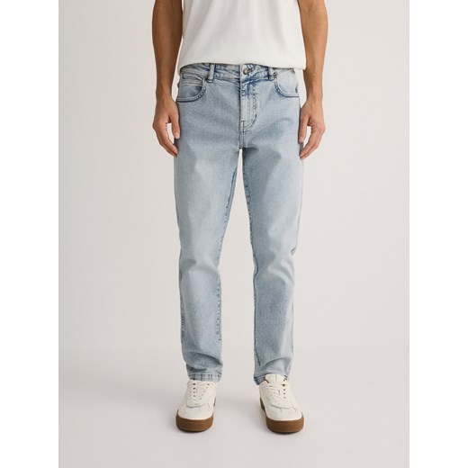 Reserved - Jeansy slim z efektem sprania - niebieski Reserved 30 Reserved