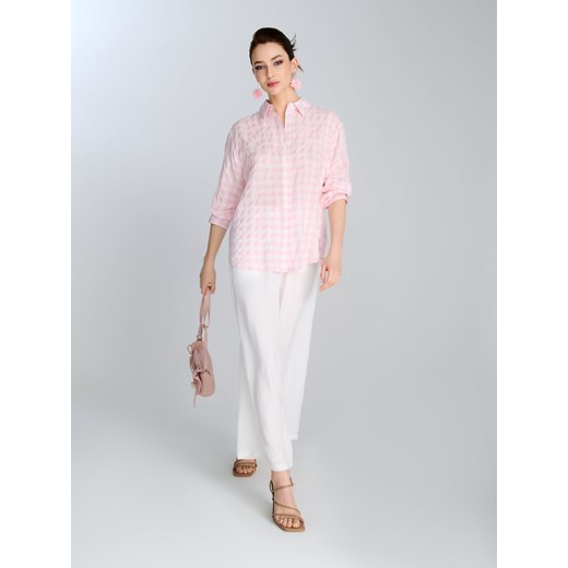 Sinsay - Koszula w kratę z kołnierzykiem - różowy Sinsay XS Sinsay