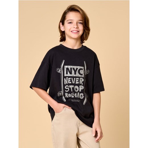 Sinsay - Koszulka z nadrukiem - szary ze sklepu Sinsay w kategorii T-shirty chłopięce - zdjęcie 178654387
