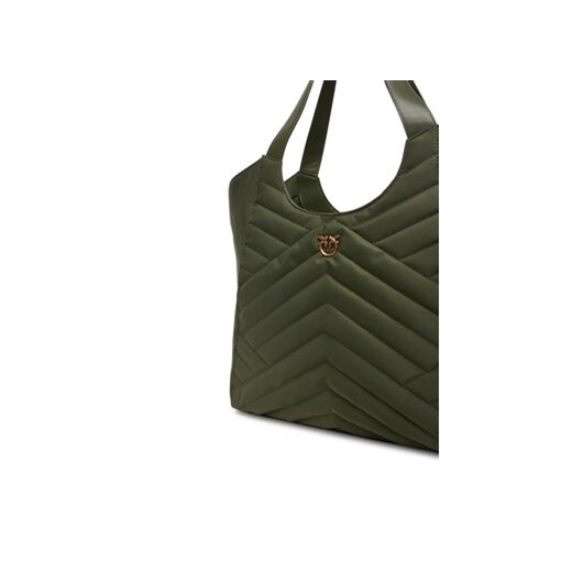 Shopper bag Pinko matowa na ramię zielona duża 