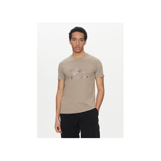 Alpha Industries T-Shirt Basic 100501 Beżowy Regular Fit ze sklepu MODIVO w kategorii T-shirty męskie - zdjęcie 178655586