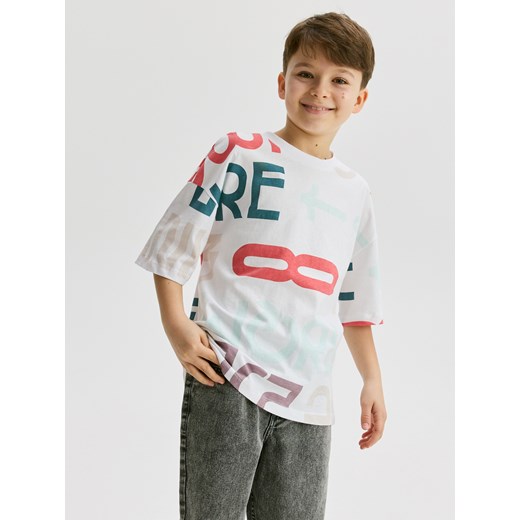 Reserved - T-shirt z nadrukiem - biały Reserved 170 (13-14 lat) Reserved