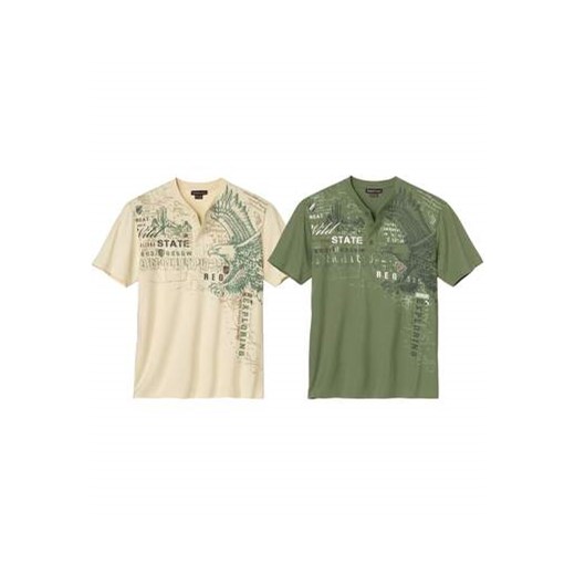 Zestaw 2 koszulek z dekoltem z guzikami ze sklepu Atlas For Men w kategorii T-shirty męskie - zdjęcie 178656739
