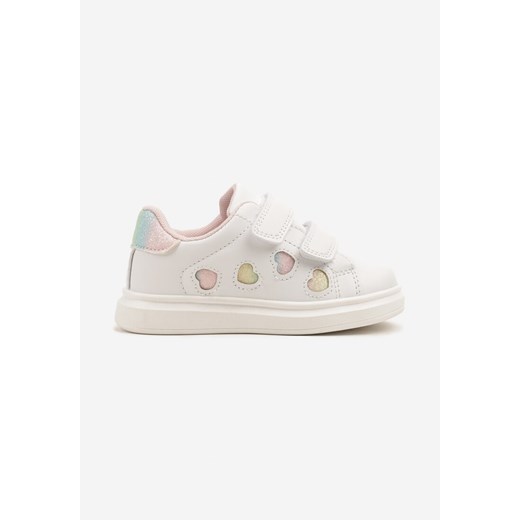 Białe Buty Sportowe Sneakersy Ozdobione Brokatowymi Sercami Uladwena ze sklepu born2be.pl w kategorii Buty sportowe dziecięce - zdjęcie 178657077