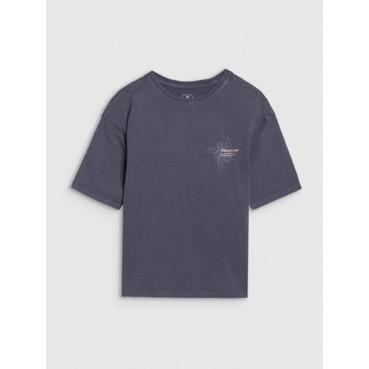Dziewczęcy t-shirt z nadrukiem 4F 4FJWSS25TTSHF1853 - szary ze sklepu Sportstylestory.com w kategorii Bluzki dziewczęce - zdjęcie 178657267