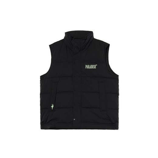 Cropp - Czarna pikowana kamizelka z haftem - czarny Cropp XS Cropp