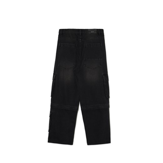 Cropp - Jeansy super baggy cargo z odpinanymi nogawkami - czarny Cropp 36/34 Cropp