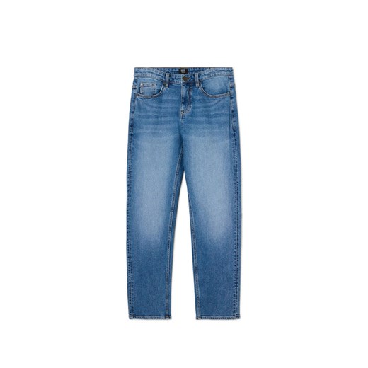 Cropp - Ciemnoniebieskie jeansy regular z acid wash - niebieski ze sklepu Cropp w kategorii Jeansy męskie - zdjęcie 178658037