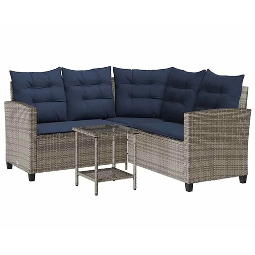Sofa ogrodowa ze stolikiem szaro-granatowa - Ognis Elior One Size Edinos.pl