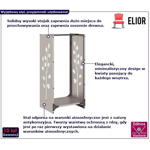 Stojak na drewno opałowe srebrny - Lignaro Elior One Size Edinos.pl
