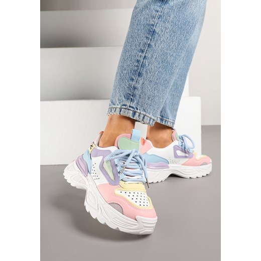Biało-Niebieskie Sneakersy Streetwearowe na Grubej Podeszwie Waniffia ze sklepu renee.pl w kategorii Buty sportowe damskie - zdjęcie 178660006