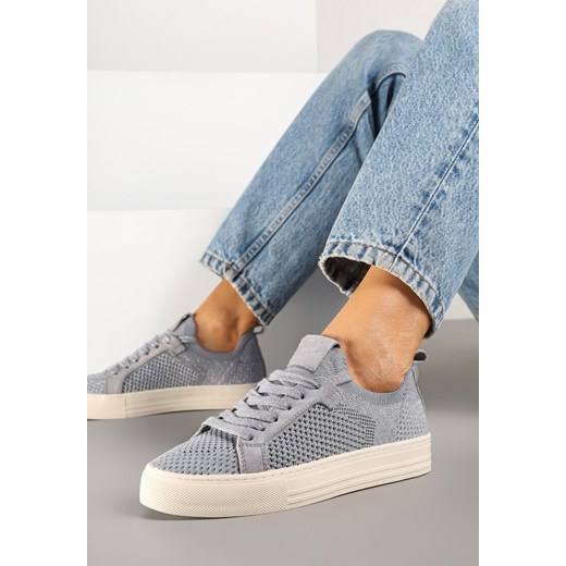 Srebrne Siateczkowe Sneakersy Ozdobione Metaliczną Nicią Nimiarene ze sklepu renee.pl w kategorii Buty sportowe damskie - zdjęcie 178660159