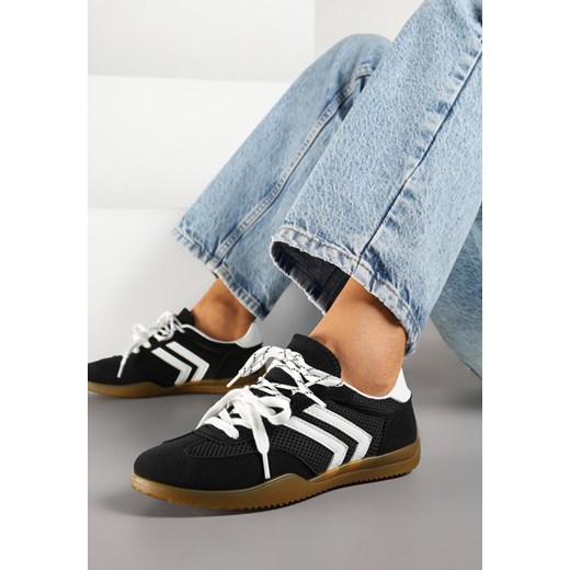 Czarne Sneakersy w Stylu Tenisówek Ozdobione Geometrycznym Wzorem Teloriella ze sklepu renee.pl w kategorii Buty sportowe damskie - zdjęcie 178660195