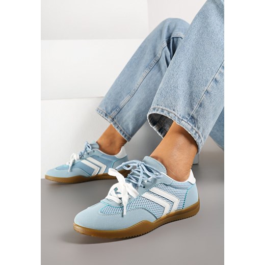 Jasnoniebieskie Sneakersy w Stylu Tenisówek Ozdobione Geometrycznym Wzorem Teloriella ze sklepu renee.pl w kategorii Buty sportowe damskie - zdjęcie 178660207