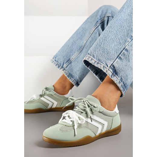 Jasnozielone Sneakersy w Stylu Tenisówek Ozdobione Geometrycznym Wzorem Teloriella ze sklepu renee.pl w kategorii Buty sportowe damskie - zdjęcie 178660219