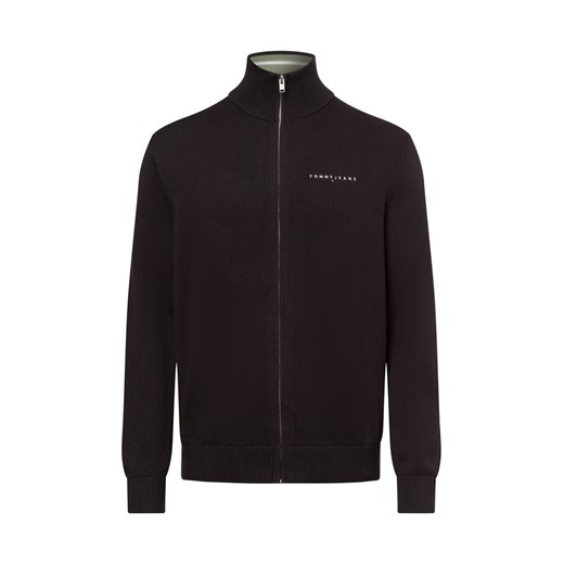 Tommy Jeans Męski kardigan Mężczyźni Bawełna czarny jednolity ze sklepu vangraaf w kategorii Swetry męskie - zdjęcie 178662288