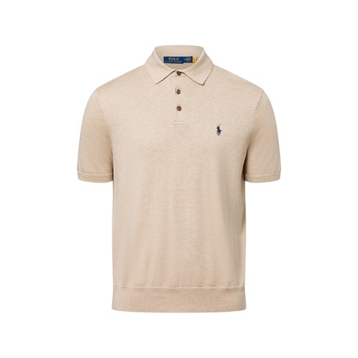 Polo Ralph Lauren Męski sweter z krótkim rękawem Mężczyźni Bawełna piaskowy marmurkowy ze sklepu vangraaf w kategorii Swetry męskie - zdjęcie 178662299