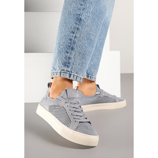 Srebrne Sneakersy z Siateczkową Cholewką i Metaliczną Nicią Nimiovana ze sklepu born2be.pl w kategorii Buty sportowe damskie - zdjęcie 178662575