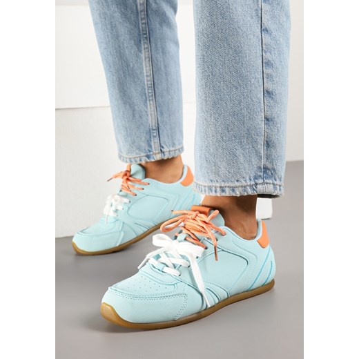 Jasnoniebieskie Sneakersy z Podwójnymi Sznurowadłami i Przeszyciami Teleritia ze sklepu born2be.pl w kategorii Buty sportowe damskie - zdjęcie 178662599