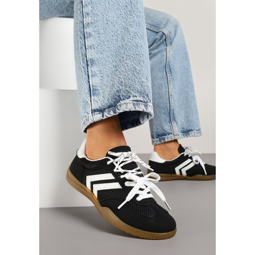 Czarne Sneakersy Tenisówki z Geometrycznym Motywem Telanilia ze sklepu born2be.pl w kategorii Buty sportowe damskie - zdjęcie 178662617