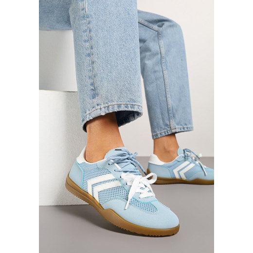 Jasnoniebieskie Sneakersy Tenisówki z Geometrycznym Motywem Telanilia ze sklepu born2be.pl w kategorii Buty sportowe damskie - zdjęcie 178662629