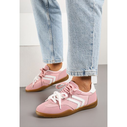 Różowe Sneakersy Tenisówki z Geometrycznym Motywem Telanilia ze sklepu born2be.pl w kategorii Buty sportowe damskie - zdjęcie 178662635