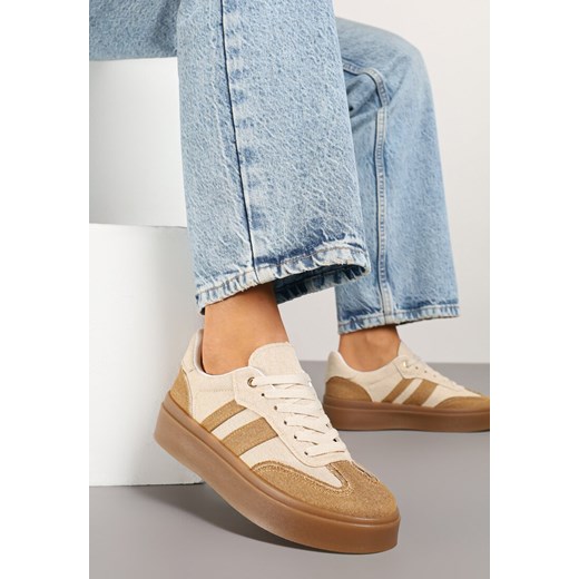 Beżowe Sneakersy na Kauczukowej Podeszwie Ardislo ze sklepu born2be.pl w kategorii Buty sportowe damskie - zdjęcie 178662875