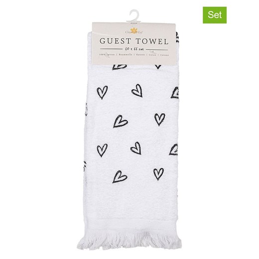 Clayre &amp; Eef Ręczniki (2 szt.) w kolorze biało-czarnym dla gości - 66 x 40 cm ze sklepu Limango Polska w kategorii Ręczniki - zdjęcie 178664506