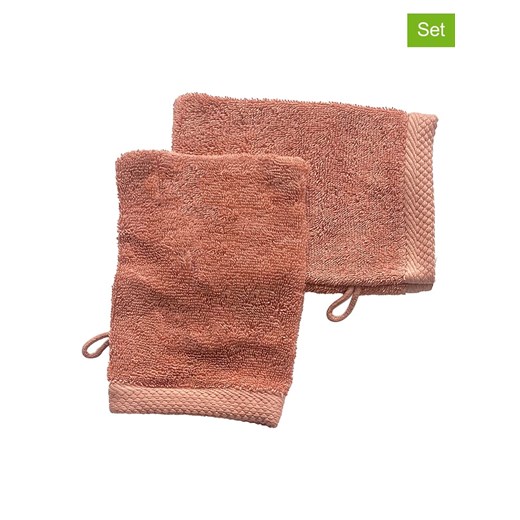 Soft by Perle de Coton Myjki (2 szt.) &quot;Epo&quot; w kolorze koralowym ze sklepu Limango Polska w kategorii Ścierki kuchenne - zdjęcie 178665635
