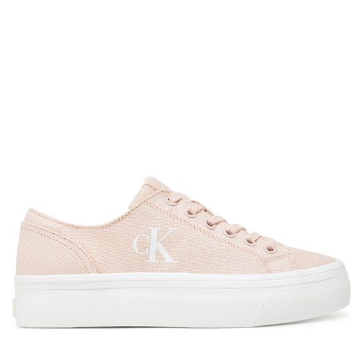 Buty sportowe damskie Calvin Klein sneakersy beżowe sznurowane 