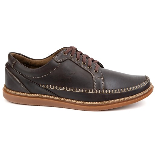 Olivier Buty Męskie Skórzane Casual Model 313GT ciemno brązowe ze sklepu ButyModne.pl w kategorii Półbuty męskie - zdjęcie 178667889