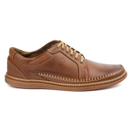 Olivier Buty Męskie Skórzane Casual Model 313GT camel brązowe ze sklepu ButyModne.pl w kategorii Półbuty męskie - zdjęcie 178667895