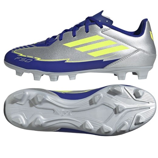Buty adidas F50 Club FG/MG IH0916 srebrno-niebieskie srebrny ze sklepu ButyModne.pl w kategorii Buty sportowe męskie - zdjęcie 178667927